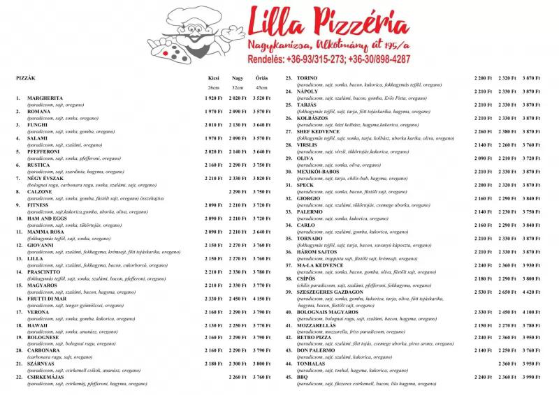 Lilla Pizzéria – Pizzéria (Nagykanizsa)