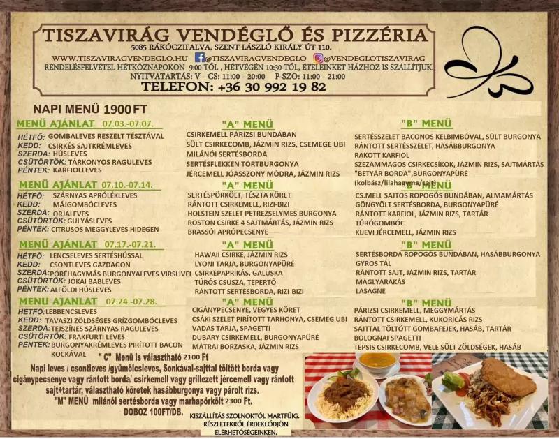Tiszavirág Vendéglő és Pizzéria – Pizzéria (Rákóczifalva)