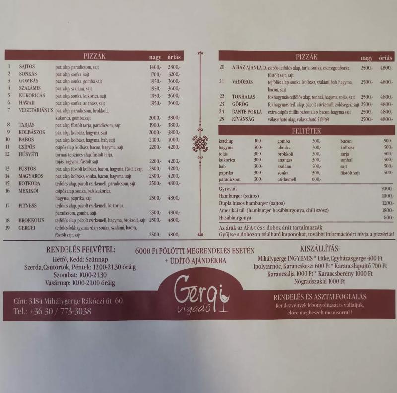 Gergi Vigadó – Pizzéria (Mihálygerge)