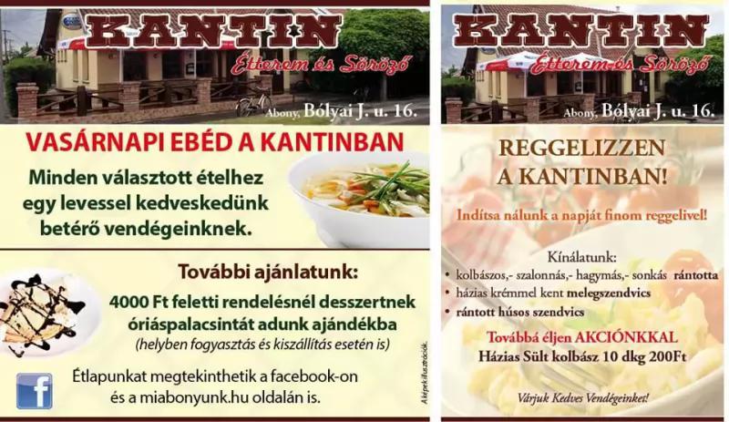 Kantin Étterem és Söröző – Étterem (Abony)