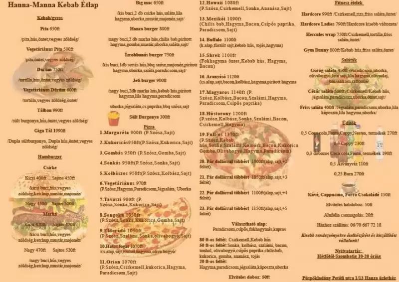 Hanna Manna Kebab – Gyorsétterem (Püspökladány)