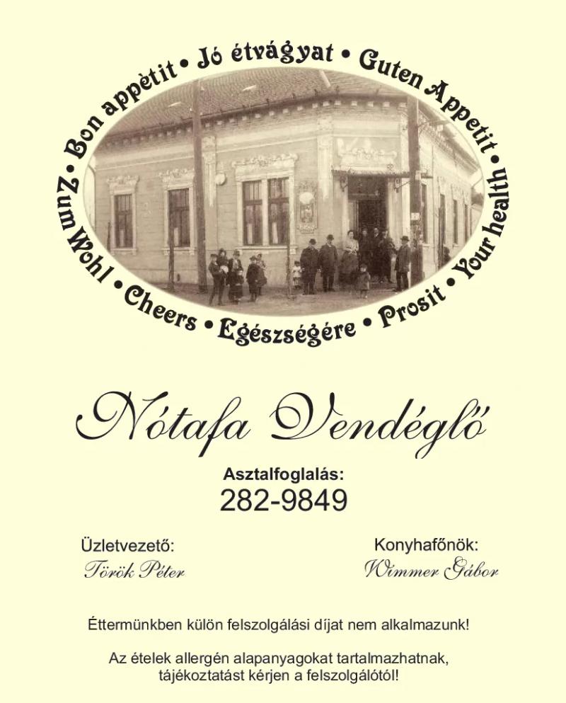 Nótafa Vendéglő – Étterem (Budapest, XIX. kerület)
