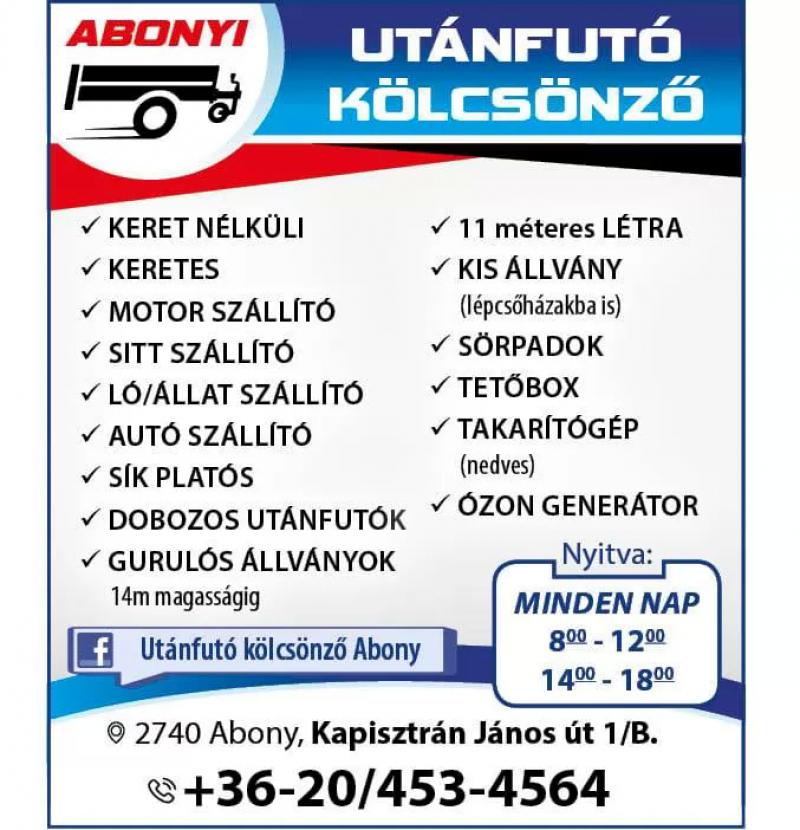 Utánfutó kölcsönző Abony – Fagyizó (Abony)